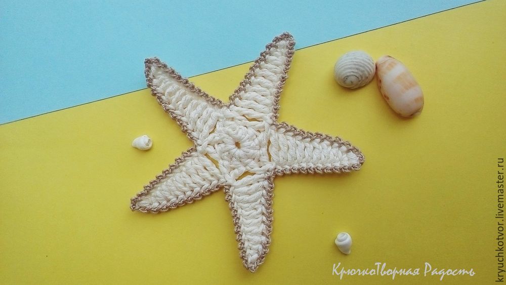 Потрясающая пляжная сумка с вязаными ракушками и морскими звездами. МК