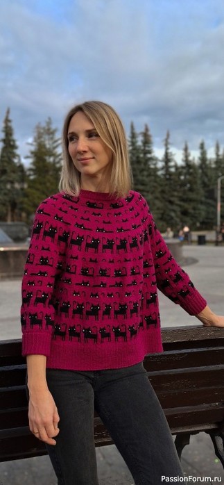 Свитер с котиками. Схемы
