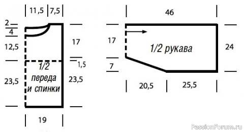 Короткий джемпер с расклешенными рукавами спицами