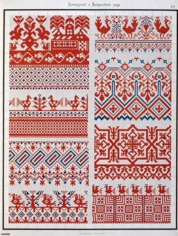 Старинные узоры вышивки крестиком.