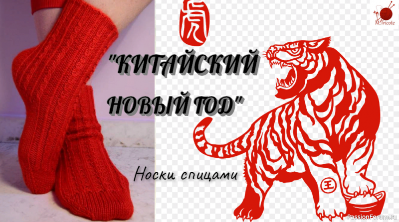 Носки "КИТАЙСКИЙ НОВЫЙ ГОД" спицами. Видео МК