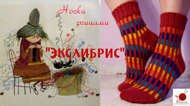 Носочки спицами "Экслибрис". Видео МК