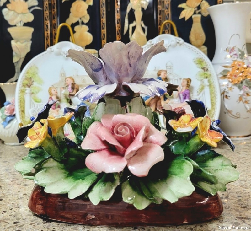 Посуда и вазы с 3Dлепниной. Винтажная и современная красота из Японии, США, Италии в моей коллекции