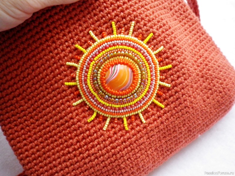 Вязаная крючком терракотовая детская сумочка 100% cotton. Crocheted terracotta children&#039;s handbag