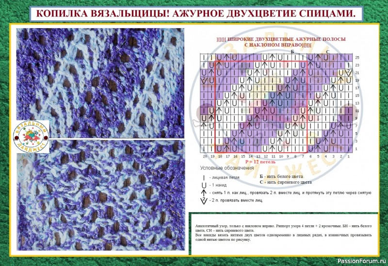 КОПИЛКА ВЯЗАЛЬЩИЦЫ! АЖУРНОЕ ДВУХЦВЕТИЕ СПИЦАМИ.