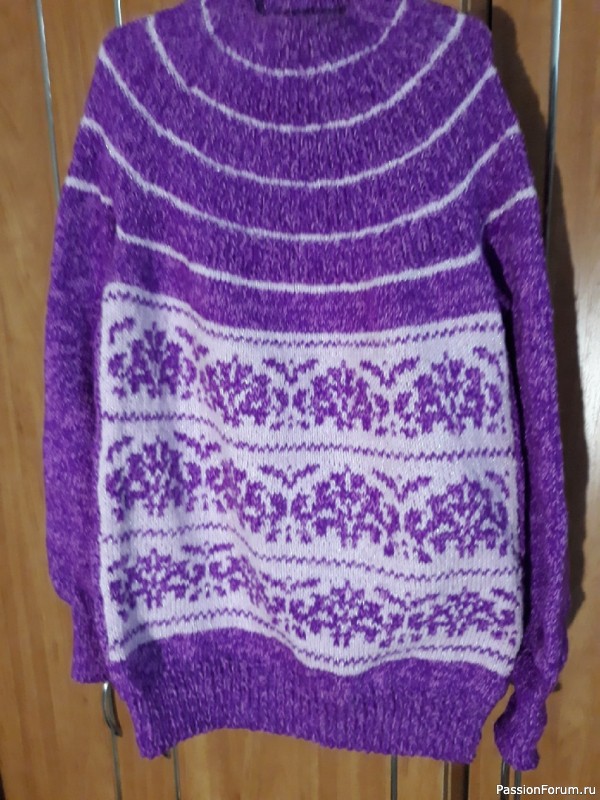 Жаккардовый пуловер с круглой кокеткой