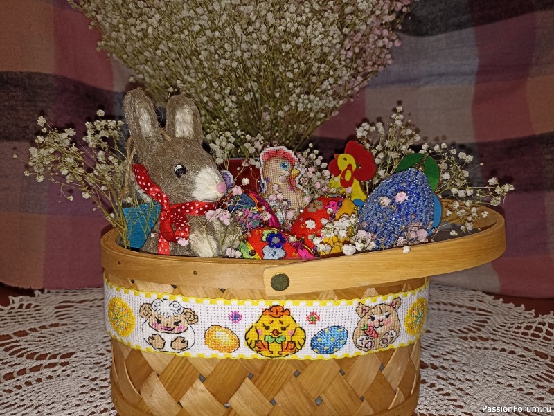 Вышивка для украшения пасхальной корзинки