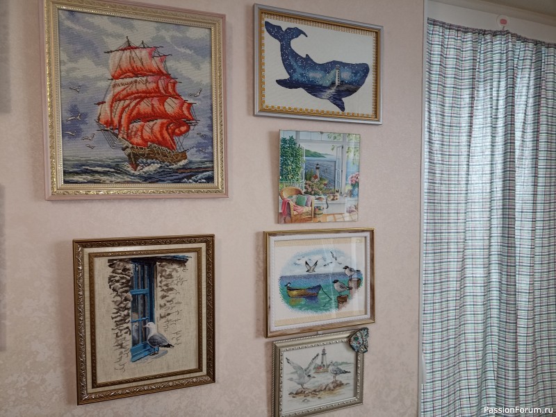 Вышивка Чайки на причале