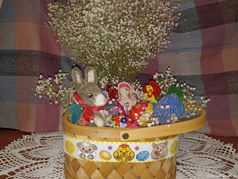 Вышивка для украшения пасхальной корзинки
