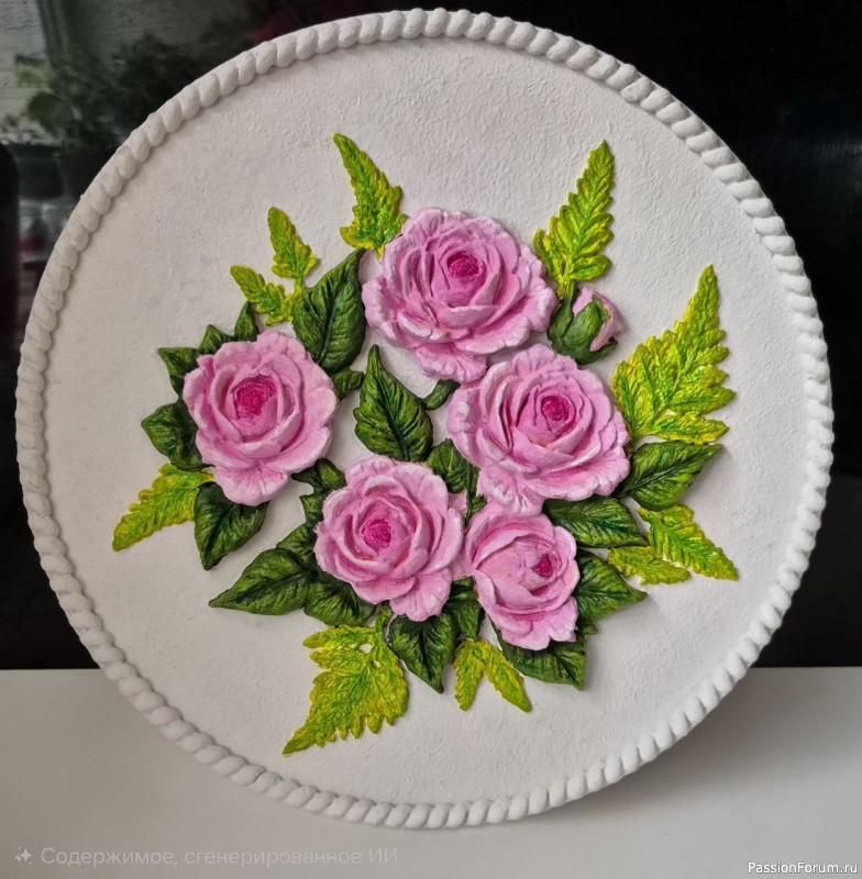 Панно "Магнолия" из папьемаше и гипса