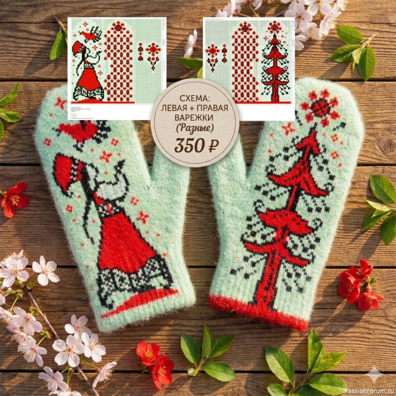 Жаккард. Варежки &laquo;Весна-Красна&raquo;