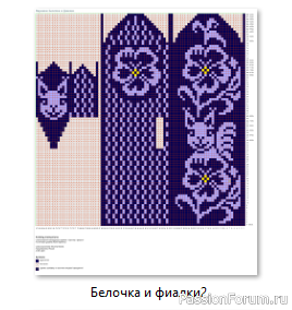 ​Жаккард. Варежки &quot;Белочка и фиалки&quot; Схемы