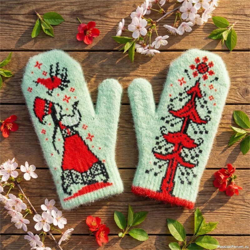 Жаккард. Варежки &laquo;Весна-Красна&raquo;
