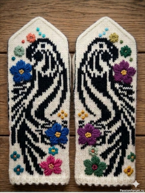Тропики на спицах: Жаккардовые варежки &laquo;Тропический жар&raquo; 🦜🌺
