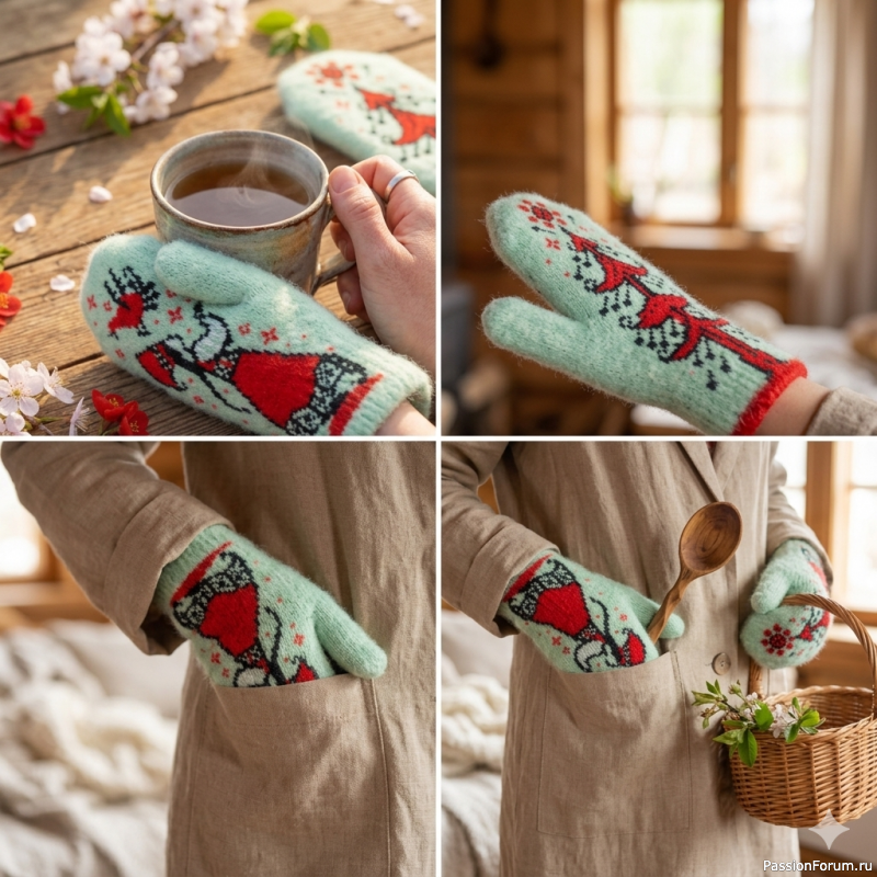 Жаккард. Варежки &laquo;Весна-Красна&raquo;