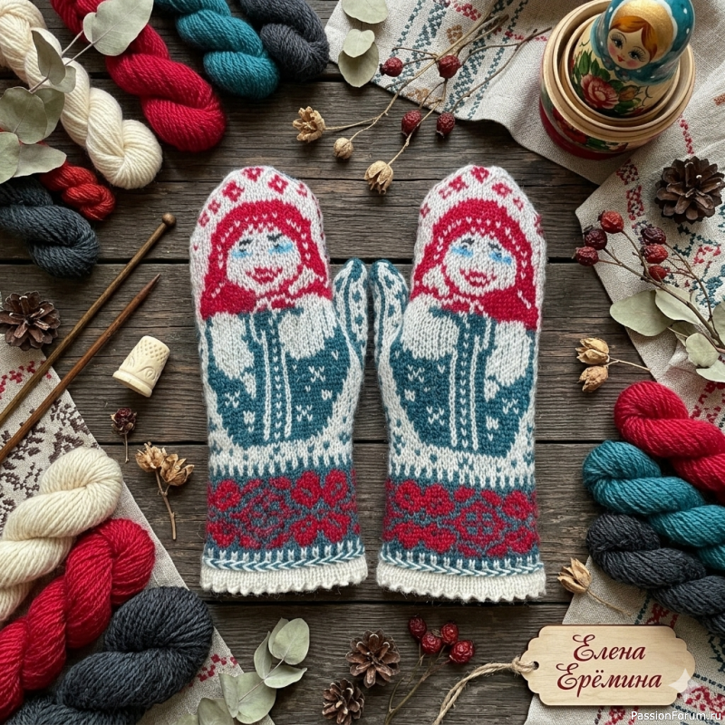 Русская матрешка в технике жаккарда: от эскиза до готового образа