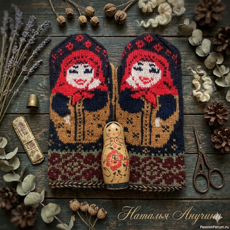 Русская матрешка в технике жаккарда: от эскиза до готового образа