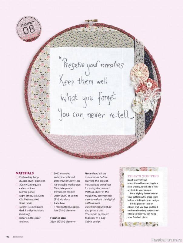 Коллекция проектов для рукодельниц в журнале «Australian Homespun №228 2025»