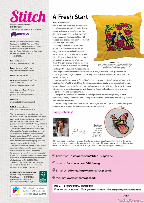 Коллекция проектов для рукодельниц в журнале «Stitch Magazine №160 2026»