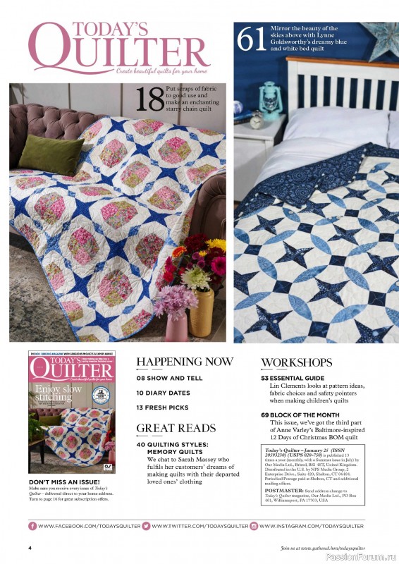 Коллекция проектов для рукодельниц в журнале «Todays Quilter №122 2024»