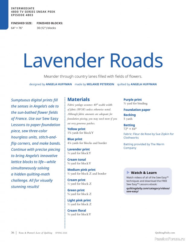 Коллекция проектов в журнале &laquo;Fons & Porter's Love of Quilting - Spring 2026&raquo;