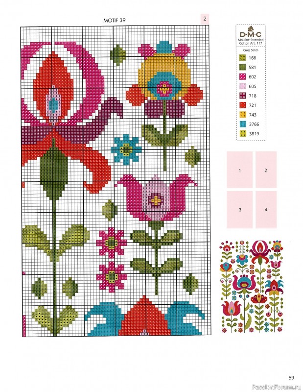 Коллекция вышивки в книге &laquo;Floral Folk Art in Cross Stitch&raquo;