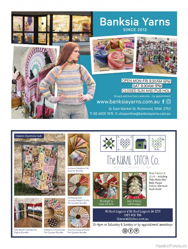 Коллекция проектов для рукодельниц в журнале «Australian Homespun №228 2025»