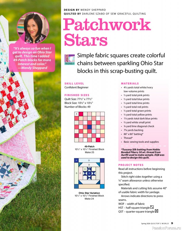 Коллекция проектов для рукодельниц в журнале «Quilter's World - Spring 2026»