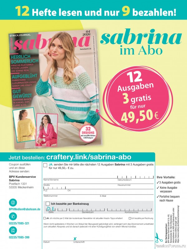 Вязаные модели в журнале &laquo;Sabrina №4 2026 German&raquo;