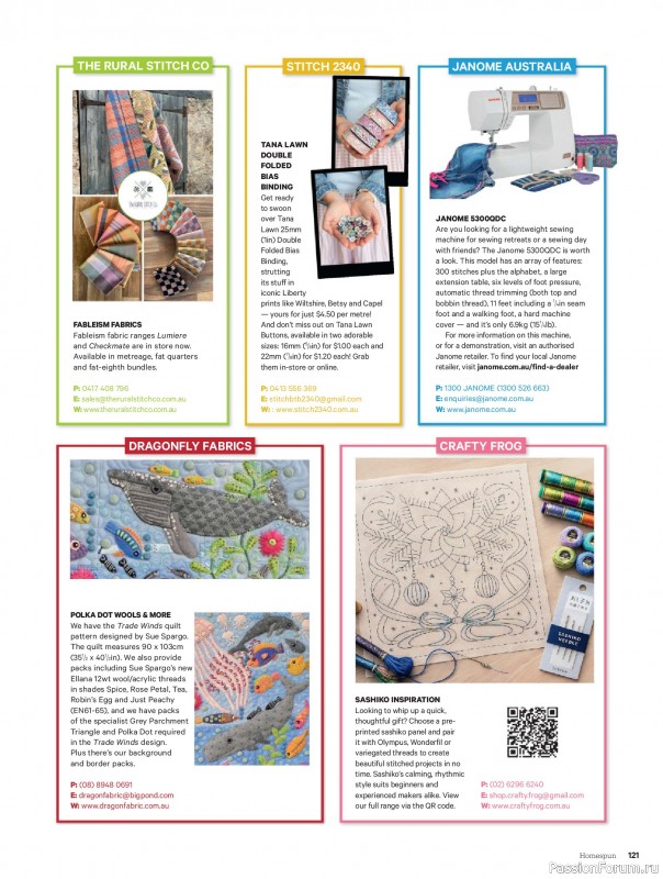 Коллекция проектов для рукодельниц в журнале &laquo;Australian Homespun - February-March 2026&raquo;