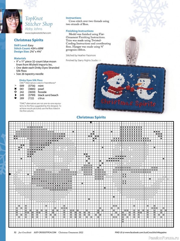 Коллекция вышивки в журнале «Just CrossStitch - Christmas Ornaments 2022»