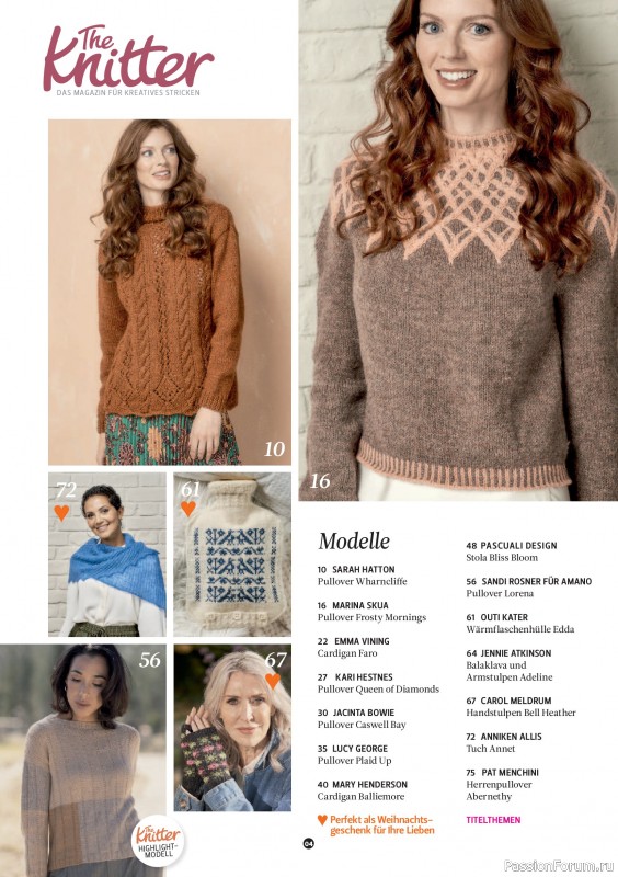 Вязаные проекты спицами в журнале «The Knitter №79 2025 Germany»