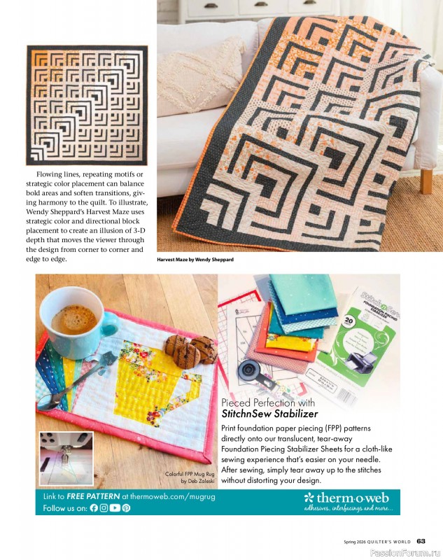 Коллекция проектов для рукодельниц в журнале «Quilter's World - Spring 2026»
