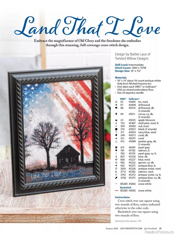 Коллекция вышивки в журнале «Just CrossStitch - Summer 2024»