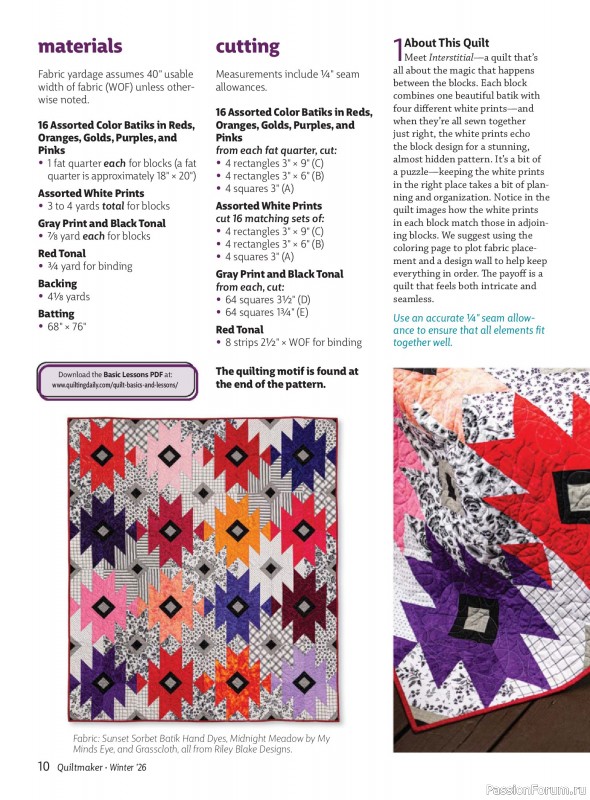 Коллекция проектов для рукодельниц в журнале «Quiltmaker - Winter 2026»