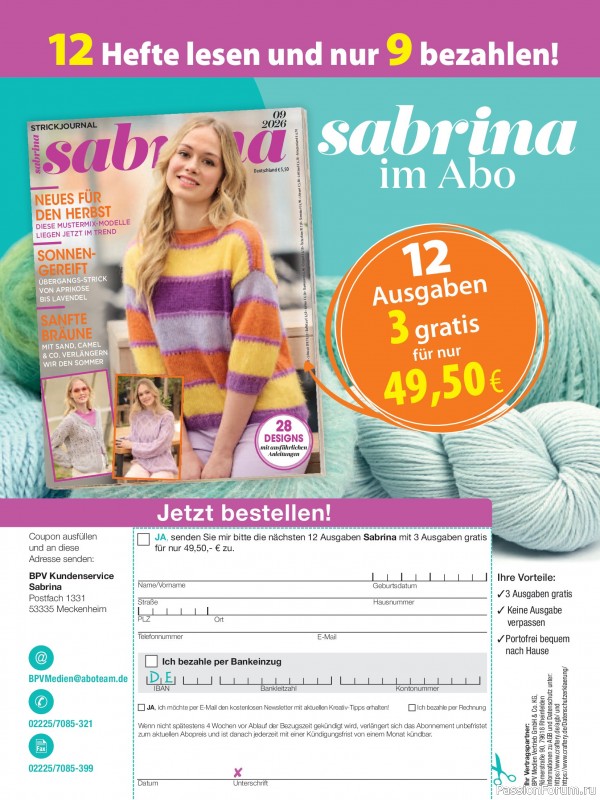 Вязаные модели в журнале &laquo;Sabrina №9 2026 German&raquo;