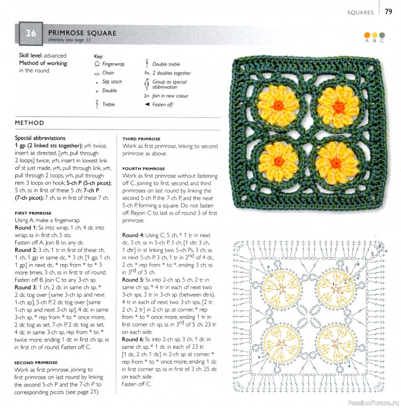 Вязаные проекты в книге &laquo;75 Crocheted Floral Blocks&raquo;. Часть 1