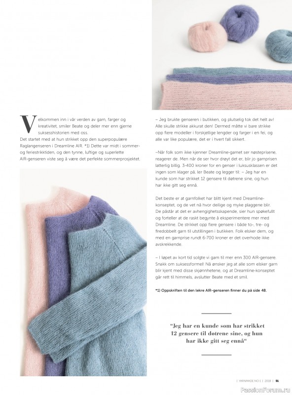 Вязаные проекты в журнале &laquo;Yarnmade №1 2018 Spring & Summer&raquo;.