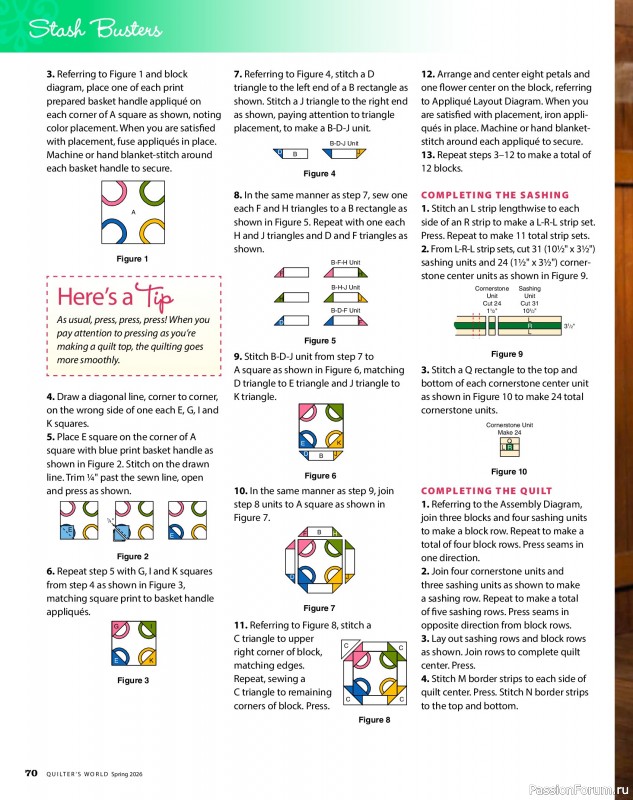 Коллекция проектов для рукодельниц в журнале «Quilter's World - Spring 2026»