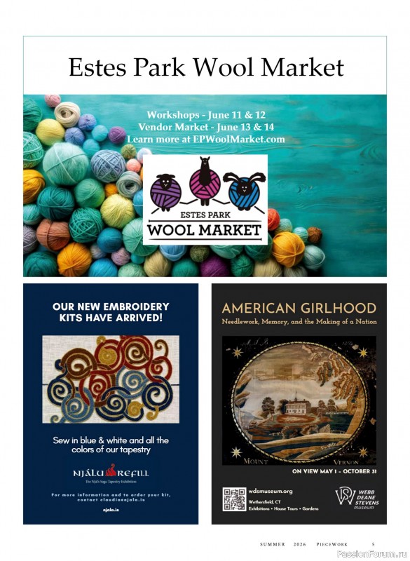 Коллекция проектов для рукодельниц в журнале «PieceWork - Summer 2026»