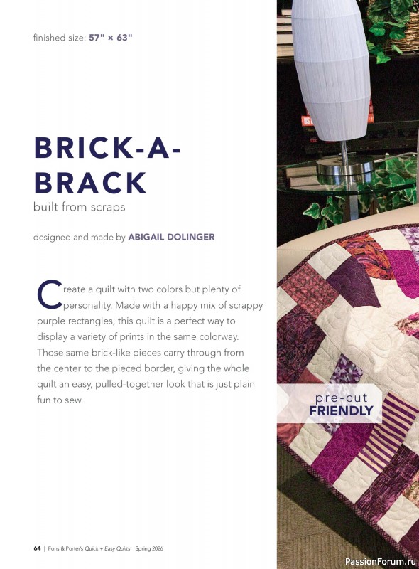 Коллекция проектов для рукодельниц в журнале &laquo;Quick+Easy Quilts - Spring 2026&raquo;