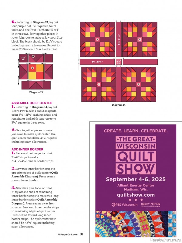 Коллекция проектов для рукодельниц в журнале «American Patchwork & Quilting №196 2025»