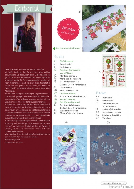 Коллекция вышивки крестиком в журнале «Kreuzstich Motive №22 2020»