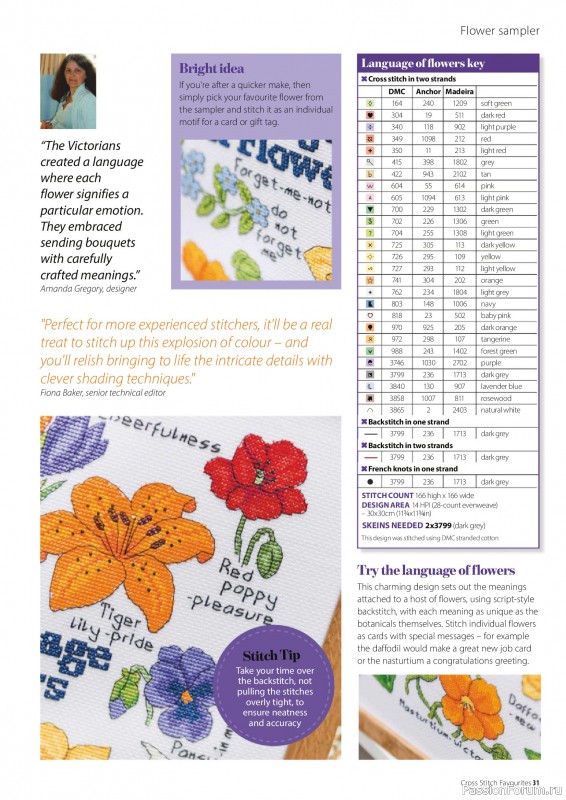 Коллекция вышивки в журнале «Cross Stitch Favourites - Flowers 2026»