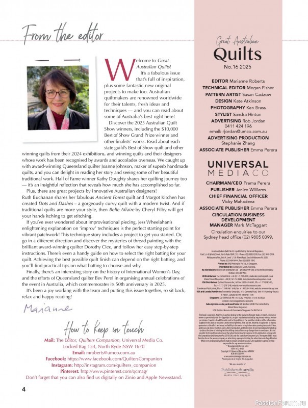 Коллекция проектов для рукодельниц в журнале «Great Australian Quilts №16 2025»