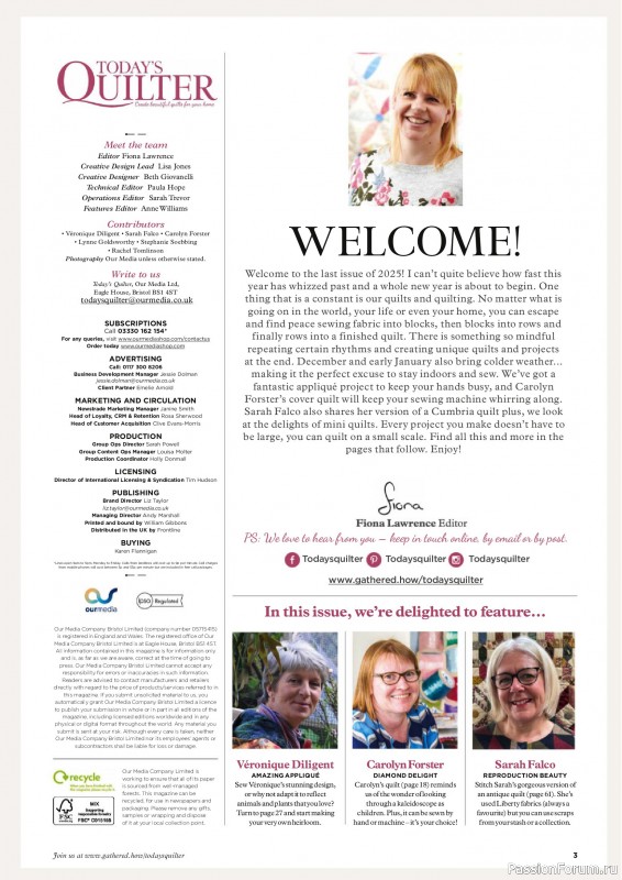Коллекция проектов для рукодельниц в журнале «Todays Quilter №135 2025»