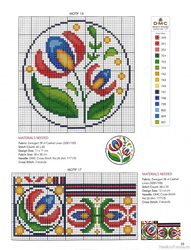 Коллекция вышивки в книге &laquo;Floral Folk Art in Cross Stitch&raquo;
