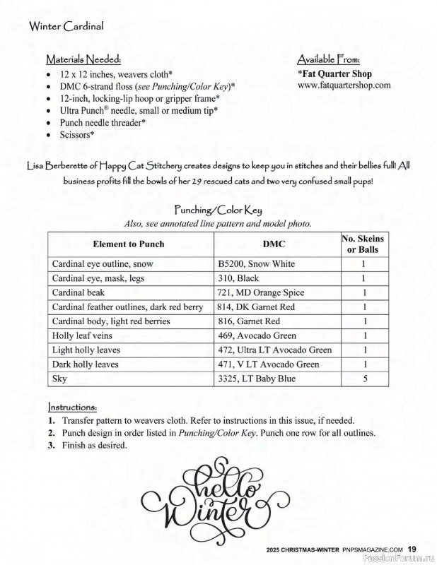 Коллекция вышивки в журнале «Punch Needle & Primitive Stitcher - Winter 2025»