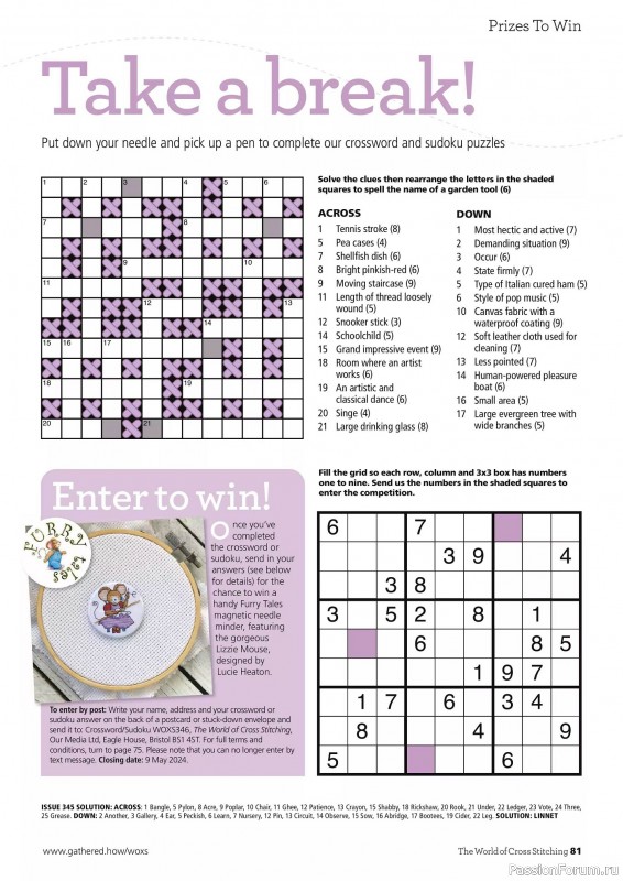 Коллекция вышивки в журнале «The World of Cross Stitching №346 2024»