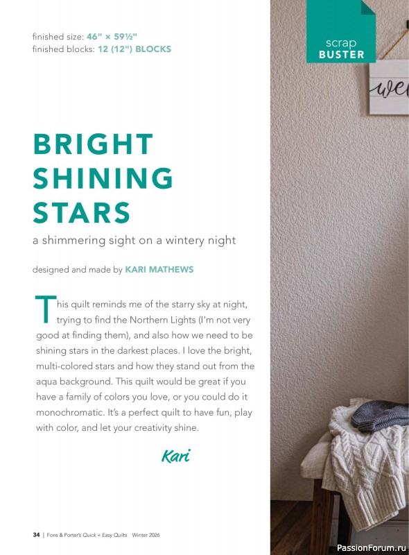 Коллекция проектов для рукодельниц в журнале &laquo;Quick+Easy Quilts - Winter 2026&raquo;